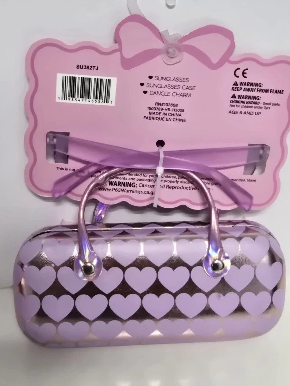 NWT Dream Pink Cat Eye Shaped Kids Sunglasses And Case Set Pink Bow